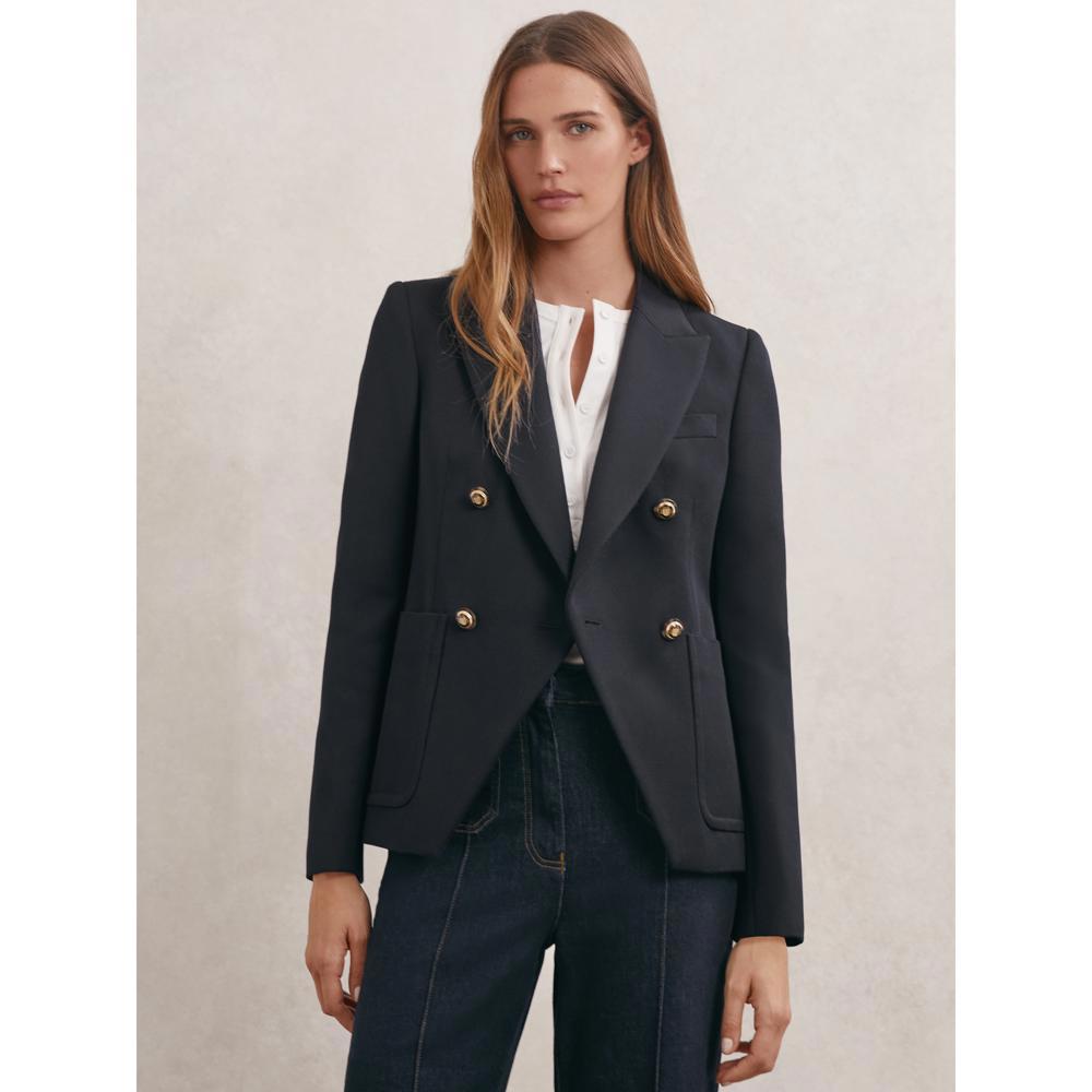 REISS Gigi Wool-Blend Double-Breasted Blazer